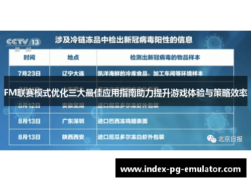 FM联赛模式优化三大最佳应用指南助力提升游戏体验与策略效率 FM联赛模式优化三大最佳应用指南助力提升游戏体验与策略效率